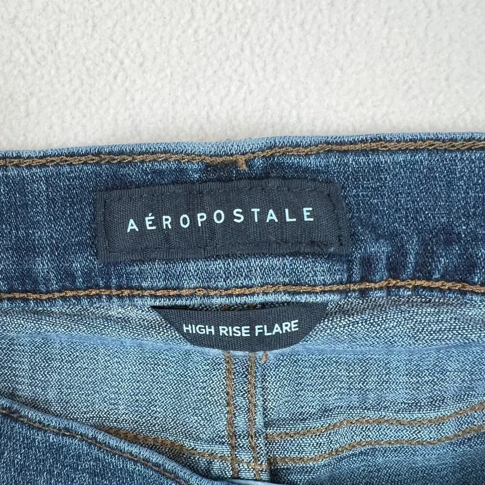 Aeropostale High Rise‎ Flare Jeans Dark Wash Denim Comfort Stretch Size 10